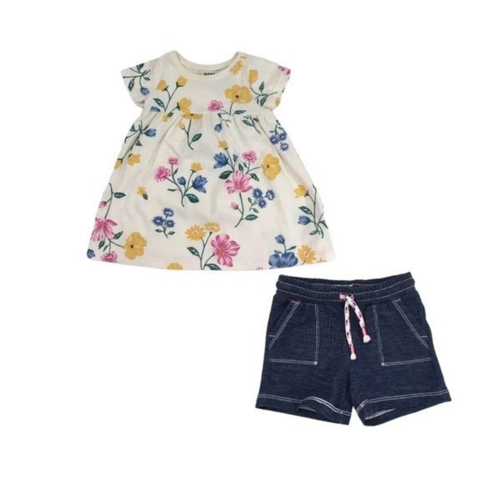 Old Navy Baby Girls Floral Dress and Short Bundle Size 6-12 Months